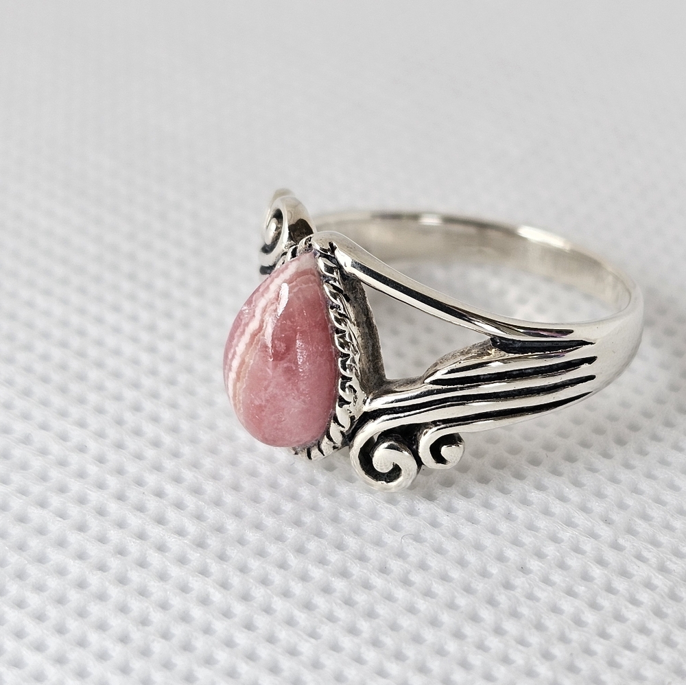 Genuine Rhodocrosite Sterling Silver Ring Size 7.5! - Picture 2 of 6